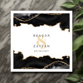 黒と金ゴールドの大理石のアガテモダンエレガントな結婚式 スタンダードカクテルナプキン