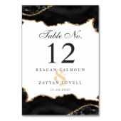黒と金ゴールドの大理石のアガテモダンエレガントな結婚式 テーブルナンバー (正面)