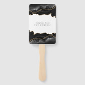 黒と金ゴールドの大理石のアガテモダンエレガントな結婚式 ハンドファン (裏面)