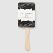 黒と金ゴールドの大理石のアガテモダンエレガントな結婚式 ハンドファン (正面)