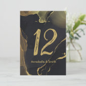 黒と金ゴールドの大理石のテーブル番号 招待状 (スタンド正面)