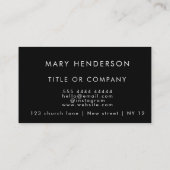 黒と金ゴールドの大理石のパターンラベル 名刺 (裏面)