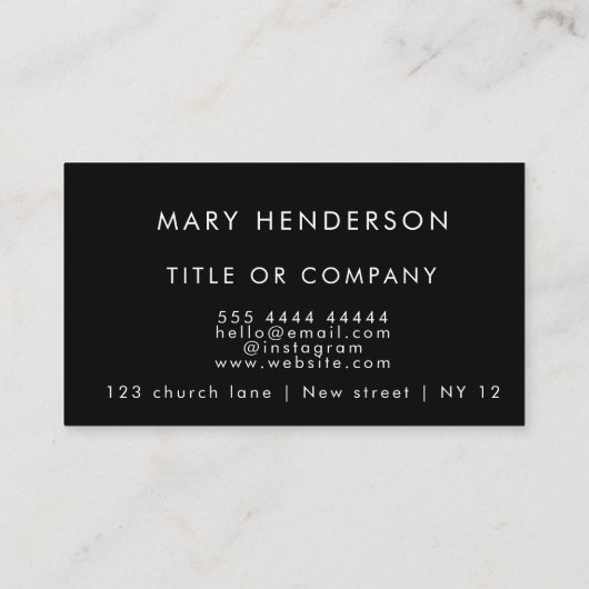 黒と金ゴールドの大理石のパターンラベル 名刺 (裏面)