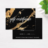 黒と金ゴールドの大理石のビジネスのギフト証明書 (デスク)