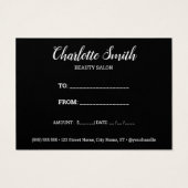 黒と金ゴールドの大理石のビジネスのギフト証明書 (裏面)