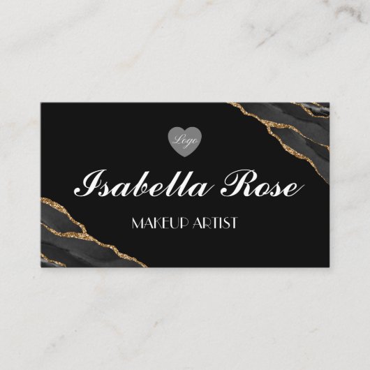 黒と金ゴールドの大理石の名刺 名刺 (正面)