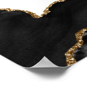 黒と金ゴールドの大理石の結婚アガテの歓迎 ポスター (角)