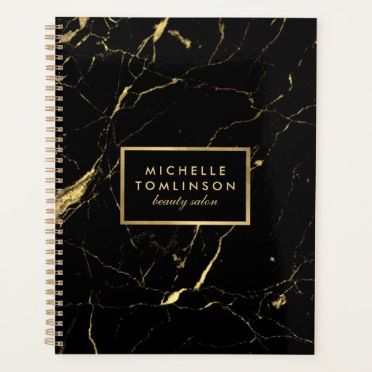 黒と金ゴールドの大理石アポイントメント本 プランナー手帳 (正面)