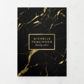 黒と金ゴールドの大理石サロンまたは製品パンフレット 三つ折りカード (カバー)