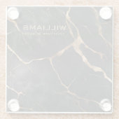 黒と金ゴールドの大理石テクスチャパーソナライズされた ガラスコースター (裏面)