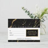 黒と金ゴールドの大理石デザイナーギフト証明書 (スタンド正面)