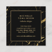 黒と金ゴールドの大理石デザイナー スクエア名刺 (裏面)