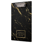 黒と金ゴールドの大理石デザイパーソナライズされたナー クリップボード (左)