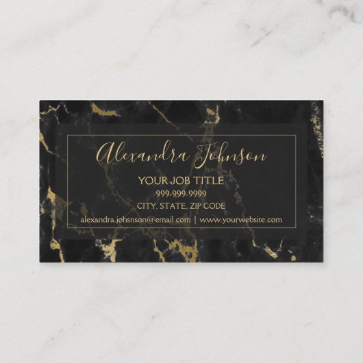 黒と金ゴールドの大理石トレンディーコンサルタント 名刺 (裏面)