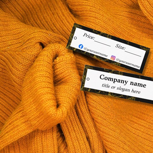 黒と金ゴールドの大理石価格ラベル スキニー名刺