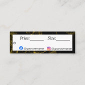 黒と金ゴールドの大理石価格ラベル スキニー名刺 (裏面)