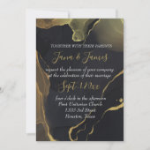 黒と金ゴールドの大理石招待状 招待状 (正面)