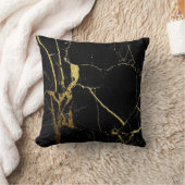 黒と金ゴールドの大理石装飾用クッション クッション (ブランケット)