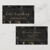 黒と金ゴールドの大理石髪とメイクアップ 名刺 (正面/裏面)