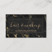 黒と金ゴールドの大理石髪とメイクアップ 名刺 (正面)