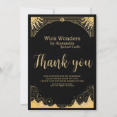 黒と金ゴールドの天キャンドル サンキューカード (正面)