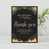 黒と金ゴールドの天キャンドル サンキューカード (スタンド正面)