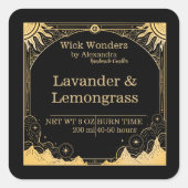 黒と金ゴールドの天キャンドル スクエアシール (正面)