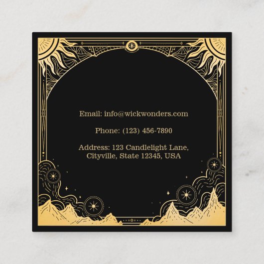 黒と金ゴールドの天キャンドル スクエア名刺 (裏面)