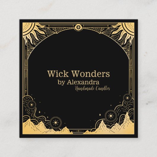 黒と金ゴールドの天キャンドル スクエア名刺 (正面)
