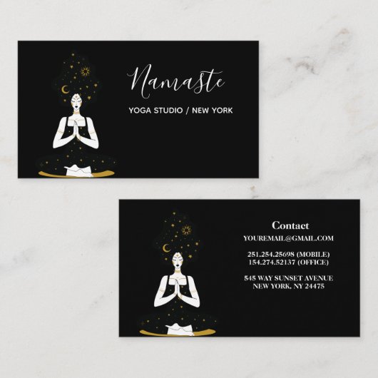 黒と金ゴールドの天空ヨガの名刺 名刺 (正面/裏面)