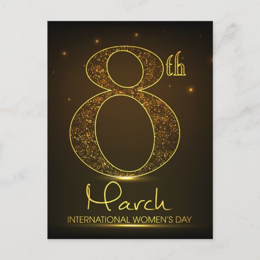 黒と金ゴールドの女性の日 ポストカード (正面)