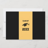 黒と金ゴールドの学校が写真を彩る卒業 招待状 (裏面)