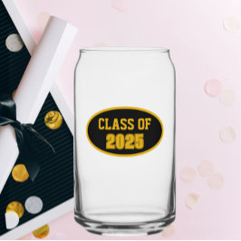 黒と金ゴールドの学校の色のクラス年 ガラス缶