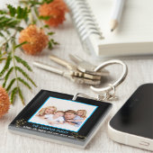 黒と金ゴールドの家族の名前（写真） キーホルダー (正面右)