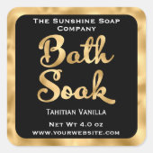 黒と金ゴールドの小さなバスのソークラベル スクエアシール (正面)