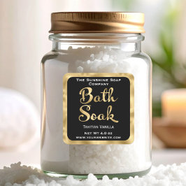 黒と金ゴールドの小さなバスのソークラベル スクエアシール