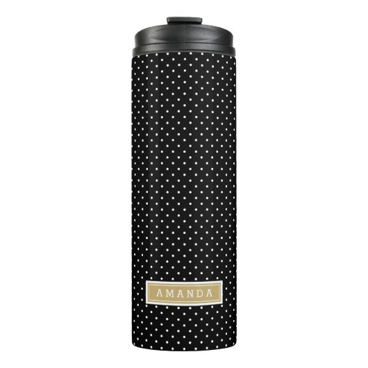 黒と金ゴールドの小さな点モノグラム タンブラー (正面)