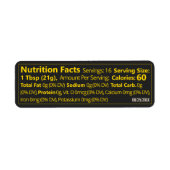 黒と金ゴールドの小さな蜂蜜の栄養事実 ラベル (正面)