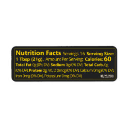 黒と金ゴールドの小さな蜂蜜の栄養事実 ラベル