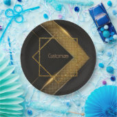 黒と金ゴールドの山形 ペーパープレート (パーティー)