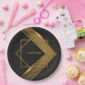 黒と金ゴールドの山形 ペーパープレート (パーティー)