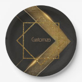 黒と金ゴールドの山形 ペーパープレート (正面)