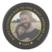 黒と金ゴールドの幸せな父の日の写真 アイスホッケーパック (正面)