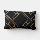 黒と金ゴールドの幾何学的な抽象芸術形状パターン ランバークッション (裏面)