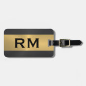 黒と金ゴールドの幾何学的デザインラゲージタグ ラゲッジタグ (正面横)