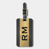 黒と金ゴールドの幾何学的デザインラゲージタグ ラゲッジタグ (正面縦)