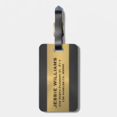 黒と金ゴールドの幾何学的デザインラゲージタグ ラゲッジタグ (裏面縦)