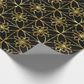 黒と金ゴールドの幾何学的パターン ラッピングペーパー (角)