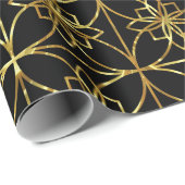 黒と金ゴールドの幾何学的パターン ラッピングペーパー (ロールコーナー)