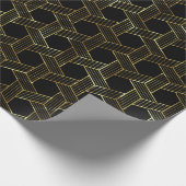 黒と金ゴールドの幾何学的パターン ラッピングペーパー (角)